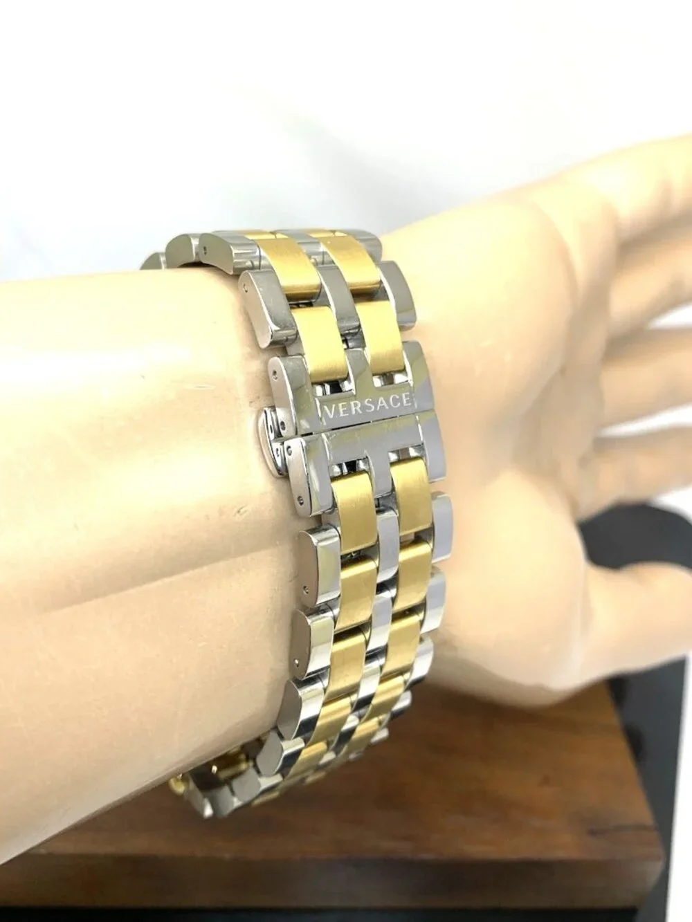 Versace Men's Watch VEJB00622 Swiss Quartz Chronograph Black Dial Two Tone Steel
